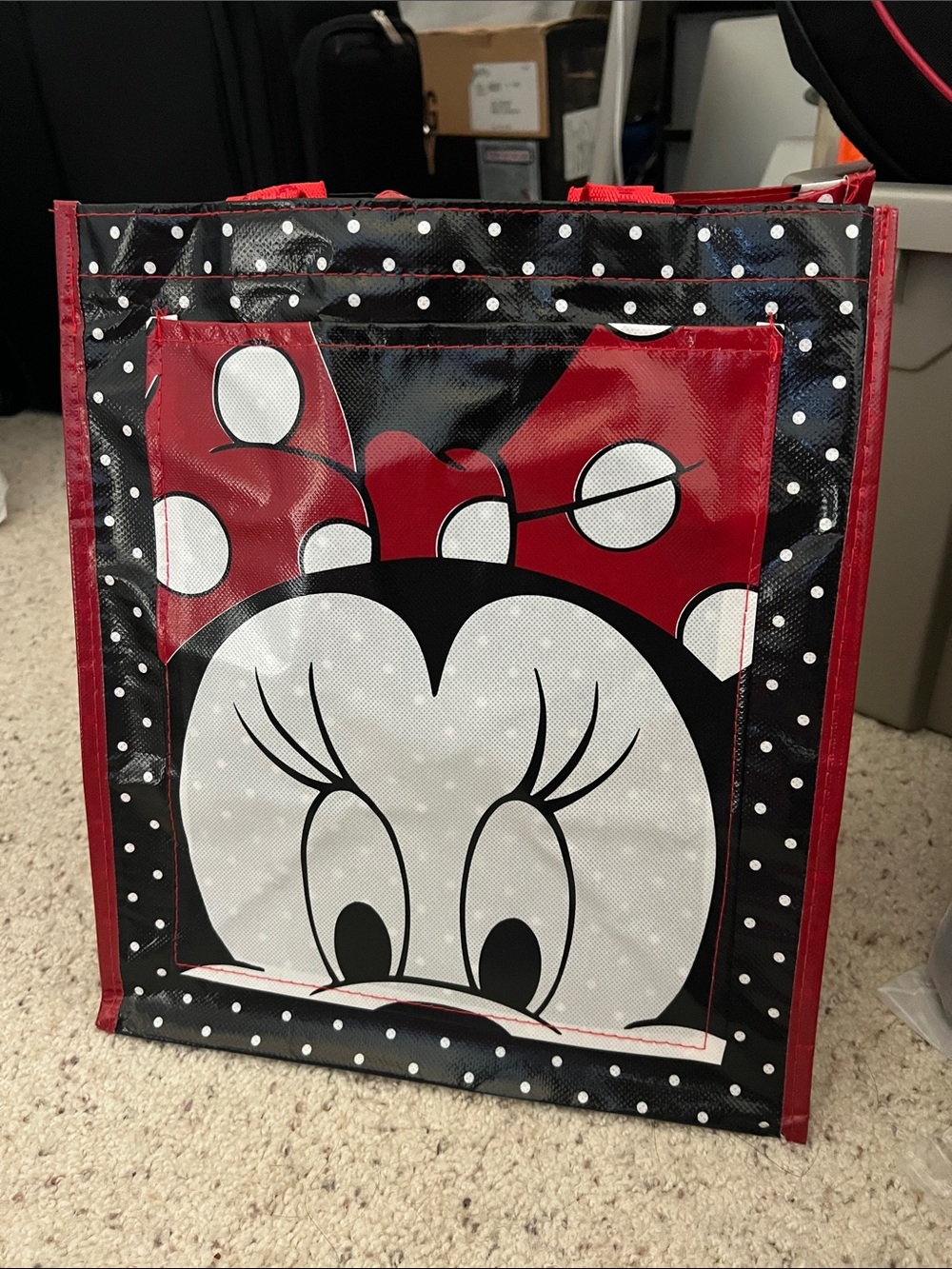 Minnie Mouse Polka Dot Reusable Tote Bag - Red & Black